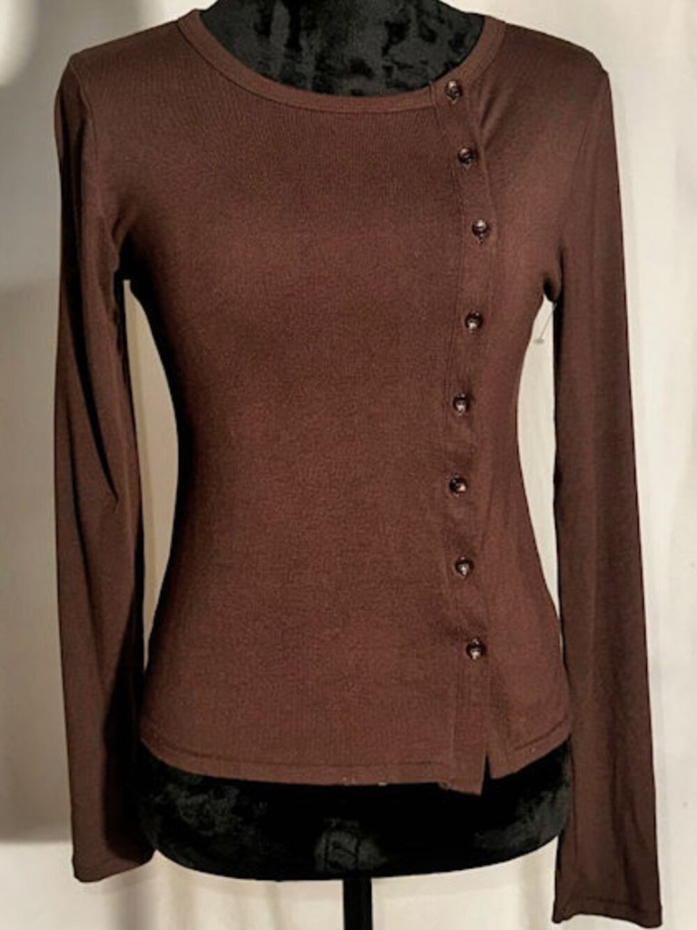 Brown Long Sleeved Fitted Shirt, Small